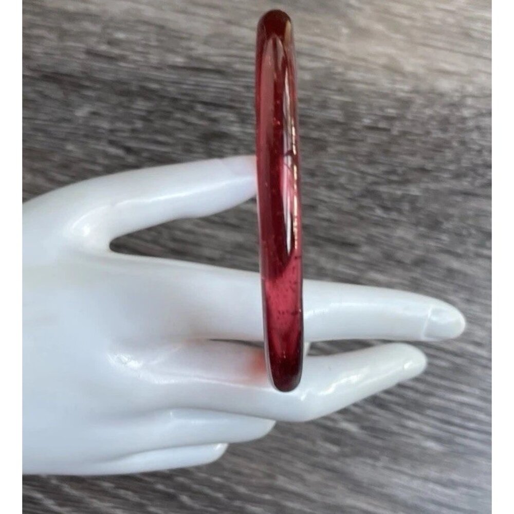 Vintage Red Roman Glass Bangle Bracelet women’s sz 8.5” Quality Bracelet